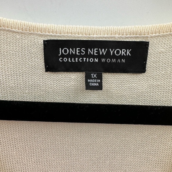 Jones New York cream twist chest linen lightweight classic woman's tank top. 1X - Picture 8 of 8